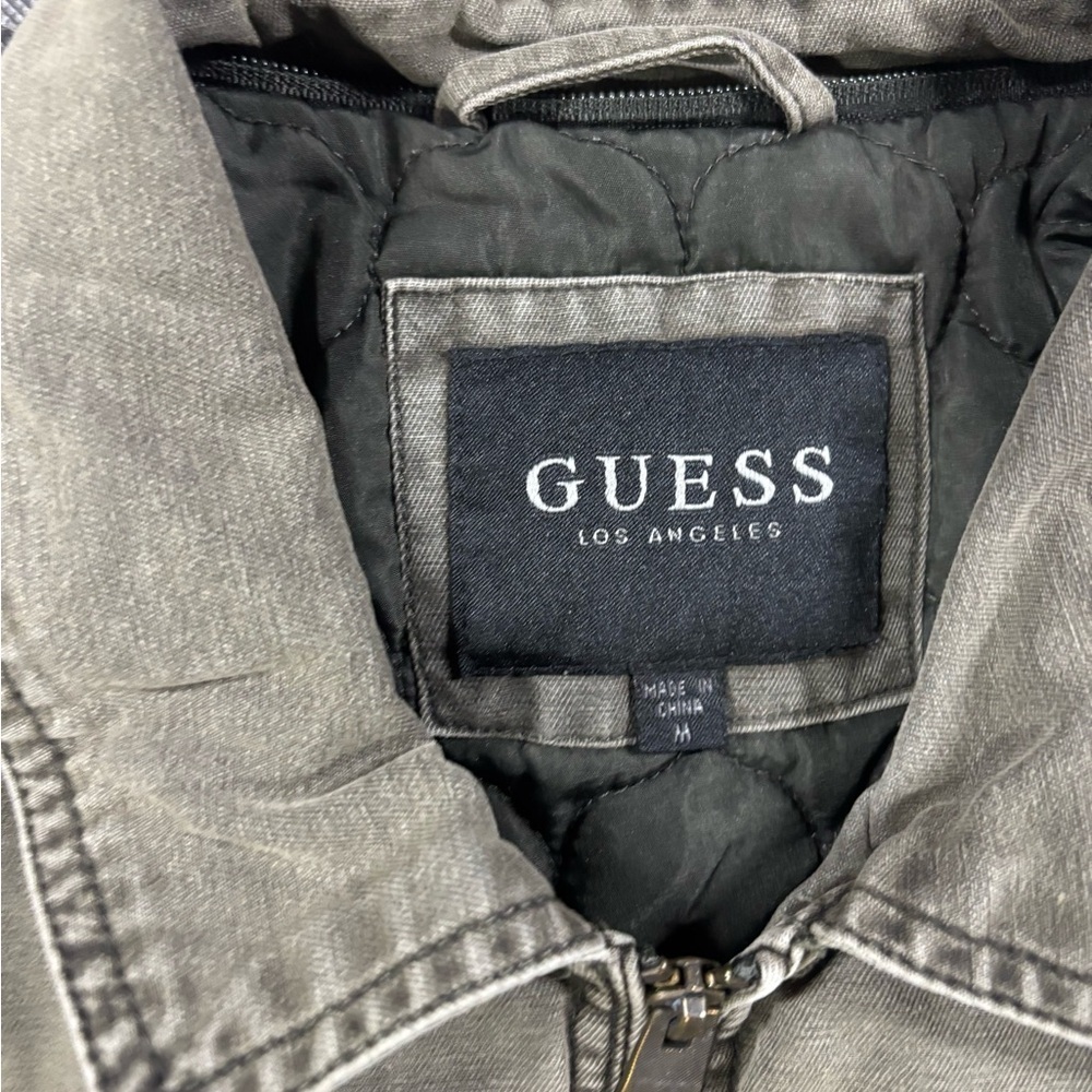 GUESS Los Angeles Olive Quilted Lined Zip Utility Jacket Men’s M - Picture 3 of 9